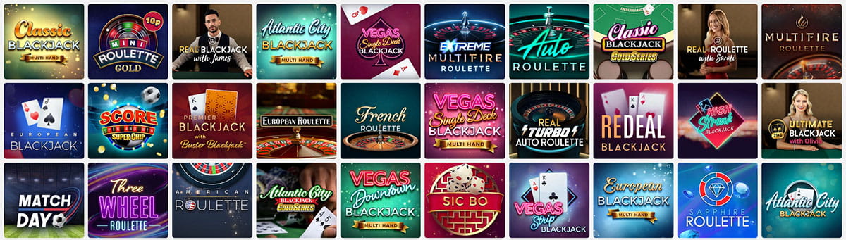 Ruleta, Blackjack y más juegos de mesa en Spin Casino